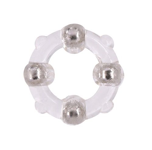 Эрекционное кольцо с 4 бусинами MENZSTUFF STUD RING CLEAR - Dream Toys - в Бийске купить с доставкой