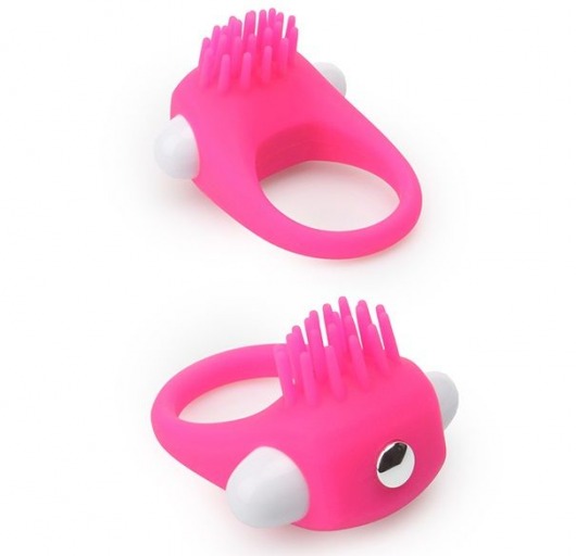 Розовое эрекционное кольцо с щеточкой LIT-UP SILICONE STIMU RING 5 - Dream Toys - в Бийске купить с доставкой