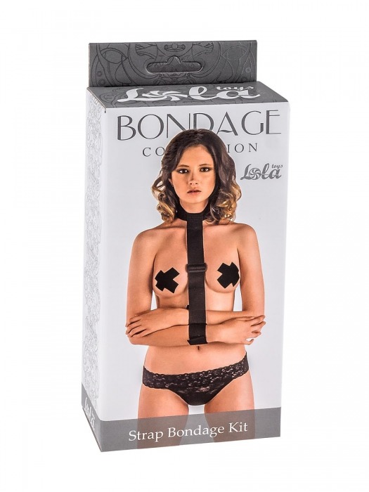 Ошейник с длинной лентой и наручниками Strap Bondage Kit One Size - Lola Games - купить с доставкой в Бийске