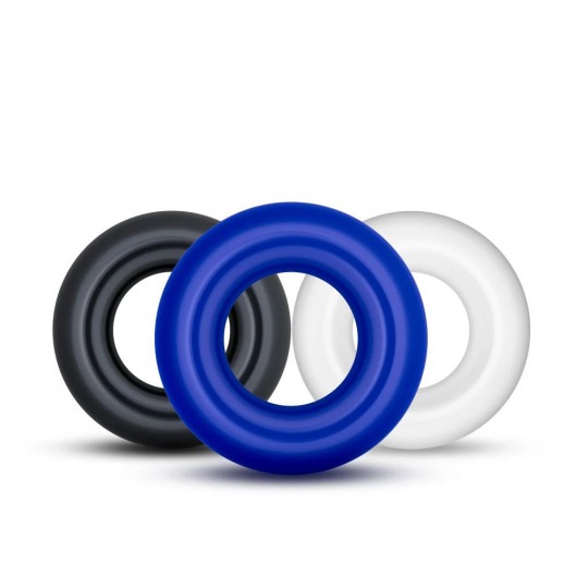 Набор из 3 разноцветных колец Stay Hard Donut Rings - Blush Novelties - в Бийске купить с доставкой