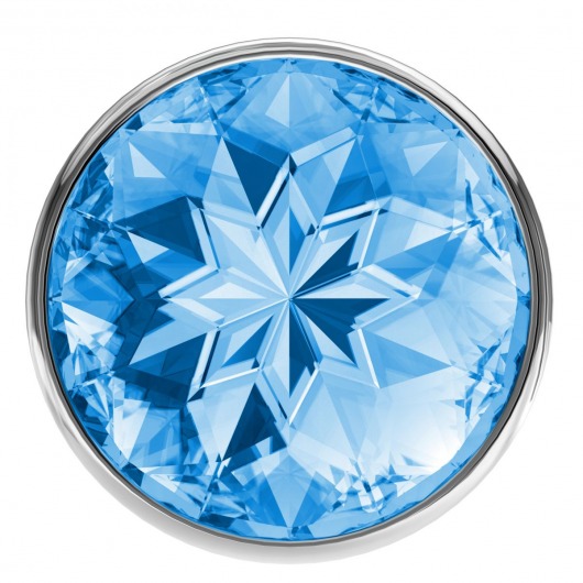 Малая серебристая анальная пробка Diamond Light blue Sparkle Small с голубым кристаллом - 7 см. - Lola Games - купить с доставкой в Бийске