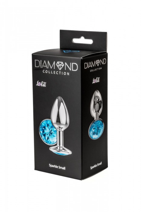 Малая серебристая анальная пробка Diamond Light blue Sparkle Small с голубым кристаллом - 7 см. - Lola Games - купить с доставкой в Бийске