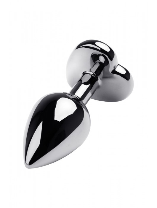 Серебристая анальная пробка с прозрачным кристаллом-сердцем - 8 см. - ToyFa - купить с доставкой в Бийске