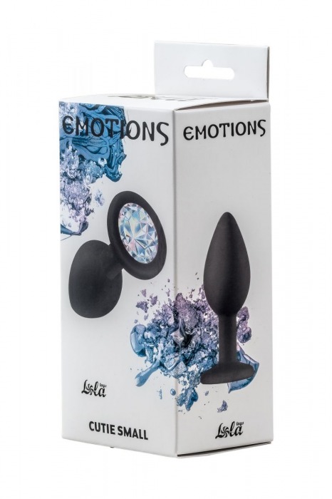 Чёрная анальная пробка Emotions Cutie Small с прозрачным кристаллом - 7,5 см. - Lola Games - купить с доставкой в Бийске