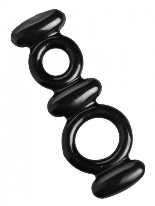 Двойное эрекционное кольцо Dual Stretch To Fit Cock and Ball Ring - XR Brands - в Бийске купить с доставкой