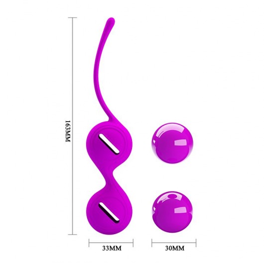 Лиловые вагинальные шарики на сцепке Kegel Tighten Up I - Baile